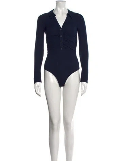 Pre-owned Simkhai Long Sleeve Bodysuit In Blue