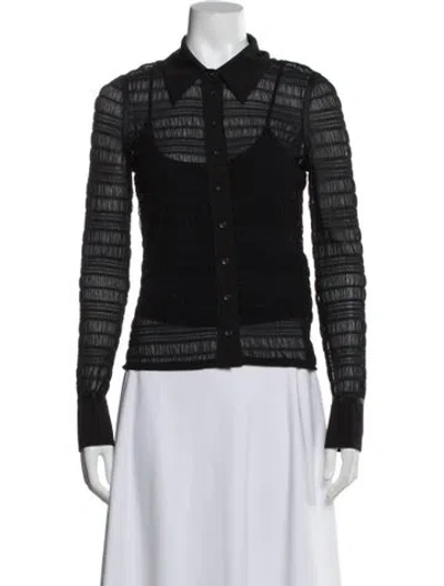 Pre-owned Simkhai Long Sleeve Button-up Top In Black