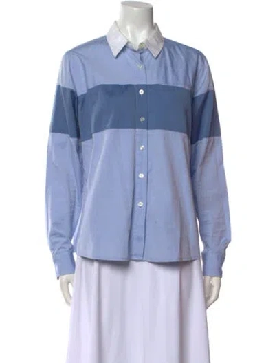 Pre-owned Simkhai Long Sleeve Button-up Top In Blue