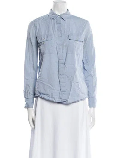 Pre-owned Simkhai Long Sleeve Button-up Top In Blue