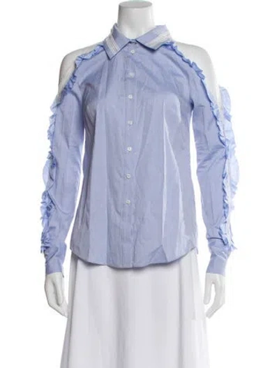 Pre-owned Simkhai Long Sleeve Button-up Top In Blue
