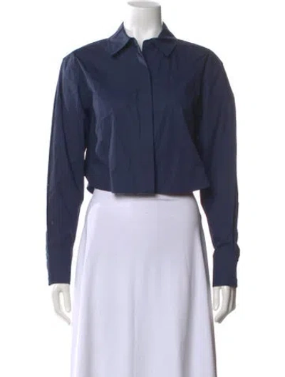 Pre-owned Simkhai Long Sleeve Button-up Top In Blue