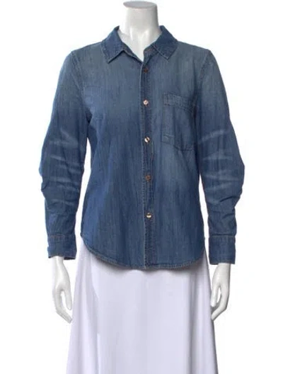 Pre-owned Simkhai Long Sleeve Button-up Top In Blue