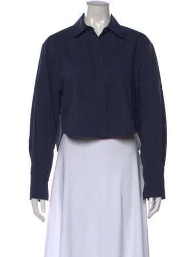 Pre-owned Simkhai Long Sleeve Button-up Top In Blue