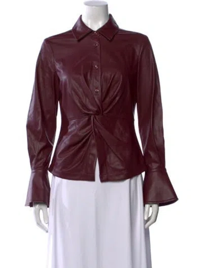 Pre-owned Simkhai Long Sleeve Button-up Top In Burgundy