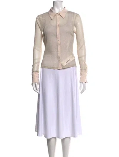 Pre-owned Simkhai Long Sleeve Button-up Top In Neutral