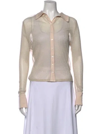 Pre-owned Simkhai Long Sleeve Button-up Top In Pink