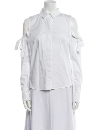 Pre-owned Simkhai Long Sleeve Button-up Top In White
