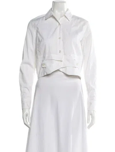 Pre-owned Simkhai Long Sleeve Button-up Top In White