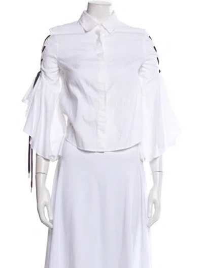 Pre-owned Simkhai Long Sleeve Button-up Top In White