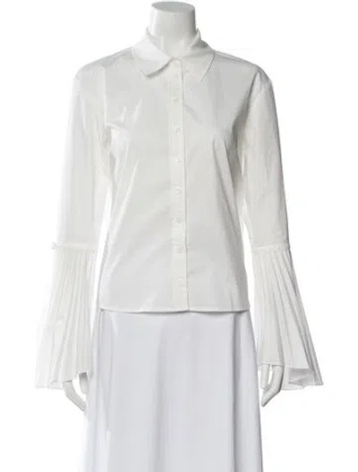 Pre-owned Simkhai Long Sleeve Button-up Top In White