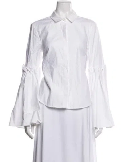 Pre-owned Simkhai Long Sleeve Button-up Top In White