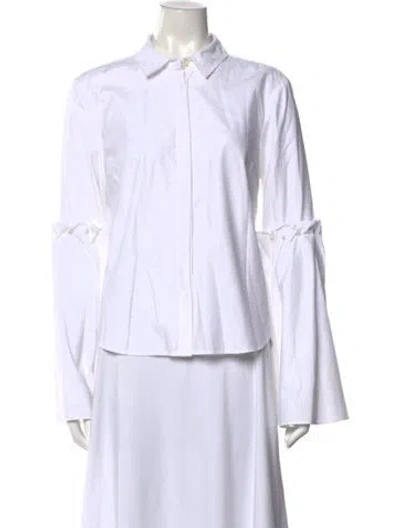 Pre-owned Simkhai Long Sleeve Button-up Top In White
