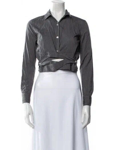 Pre-owned Simkhai Long Sleeve Crop Top In Gray