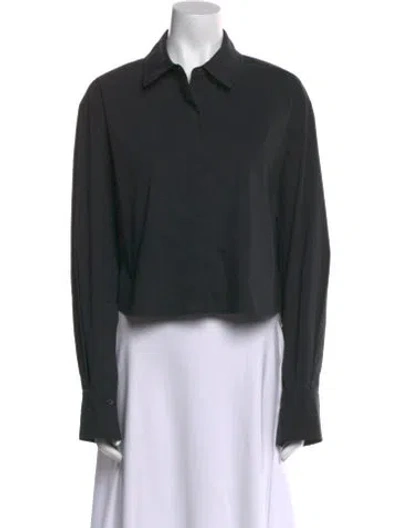 Pre-owned Simkhai Long Sleeve Crop Top In Gray