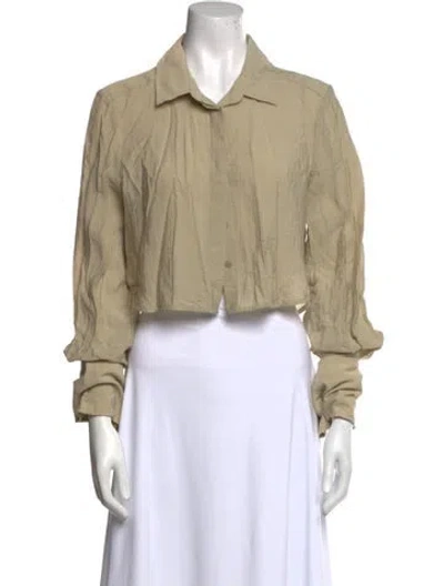 Pre-owned Simkhai Long Sleeve Crop Top In Neutral