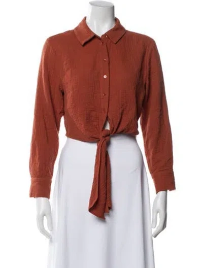 Pre-owned Simkhai Long Sleeve Crop Top In Neutral