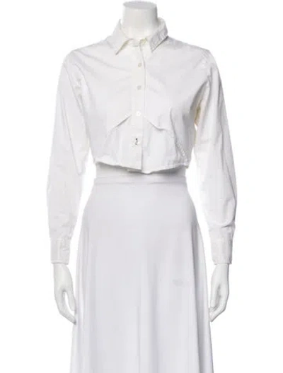 Pre-owned Simkhai Long Sleeve Crop Top In White