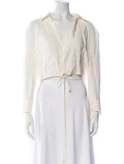 Pre-owned Simkhai Long Sleeve Crop Top In White