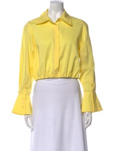 Pre-owned Simkhai Long Sleeve Crop Top In Yellow