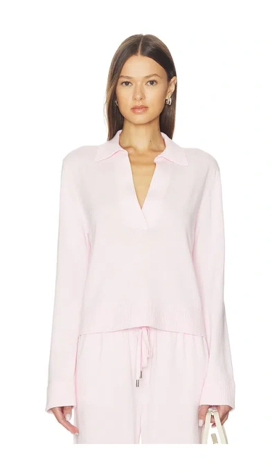 Simkhai Long Sleeve Polo In Pink