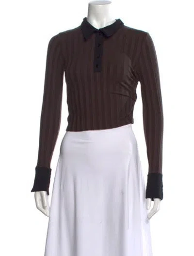 Pre-owned Simkhai Long Sleeve Polo In Brown
