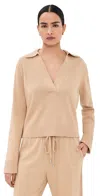Simkhai Long Sleeve Polo Light Camel In Neutral