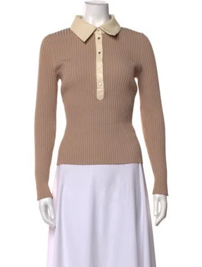 Pre-owned Simkhai Long Sleeve Polo In Neutrals