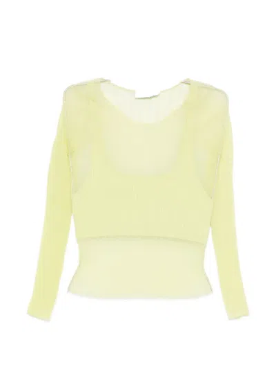 Simkhai Long-sleeve Sheer Top In Green