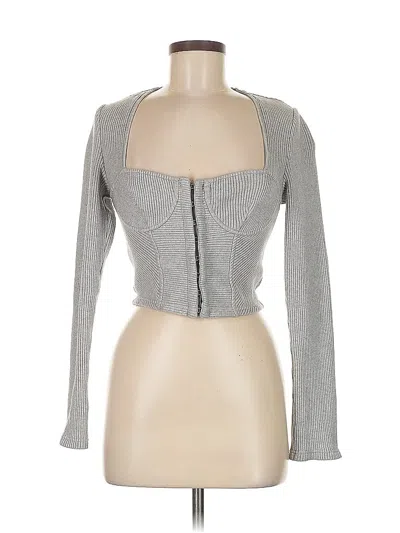 Pre-owned Simkhai Long Sleeve Top Gray Sweetheart Neckline Tops