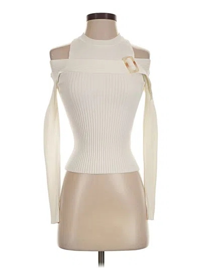 Pre-owned Simkhai Long Sleeve Top Ivory Halter Neckline Tops