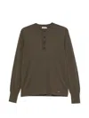 Simkhai Long-sleeve Button-placket Sweater In Brown