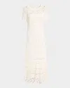 Simkhai Lorelai Crochet-embroidered Midi Dress In White