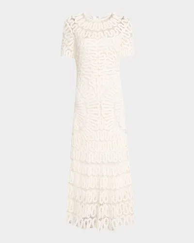 Simkhai Lorelai Crochet-embroidered Midi Dress In White