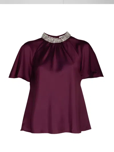 Simkhai Loreta Crystal-embellished Blouse In Purple