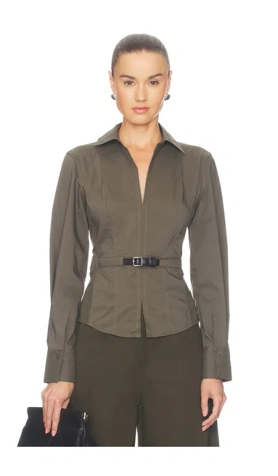 Simkhai Loriel Belted Shirt In Brown