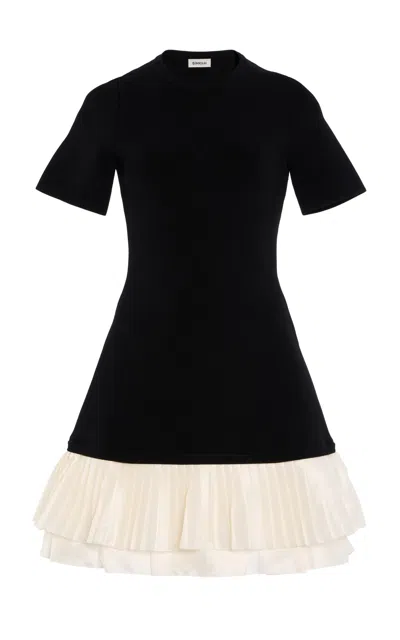 Simkhai Lorin Ruffled Mini Dress In Black,white