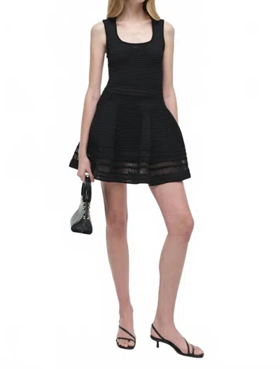 Simkhai Black Square Neck Dress With Flared Skirt In Fabric Woman