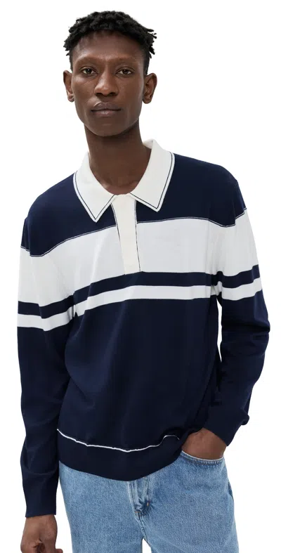 Simkhai Louis Striped Polo Sweater Midnight Ivory