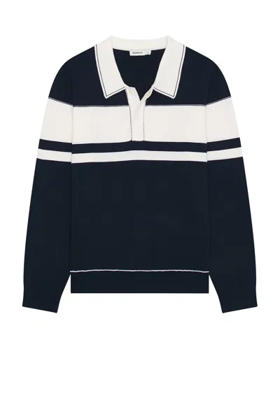 Simkhai Louis Striped Popover In Midnight Ivory