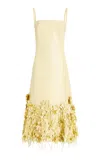 Simkhai Loulou Floral-appliquéd Vegan Leather Midi Dress In Yellow