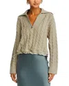 Simkhai Lourdes Cable Knit Combo Pullover In Sage