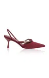 Simkhai Love Knot Suede Slingback Pumps In Red