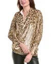 Simkhai Luella Leopard-print Blouse In Metallic