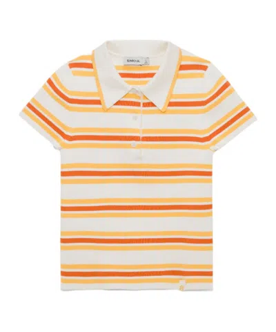 Simkhai Luka Striped Ribbed-knit Polo Top In Black