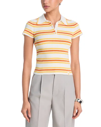 Simkhai Luka Striped Polo In Orange