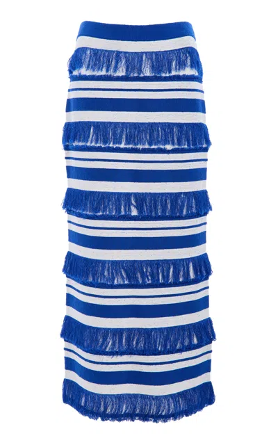 Simkhai Lula Cotton Knit Midi Skirt In Blue