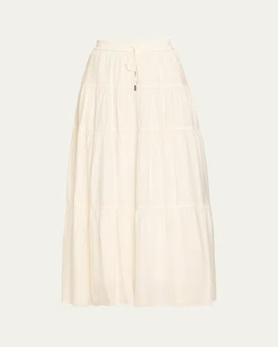 Simkhai Lulee Tiered Maxi Skirt In White