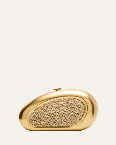 Simkhai Luna Oval Woven Clutch Bag In Natural
