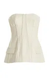 Simkhai Lupita Fringed Bustier Top In White